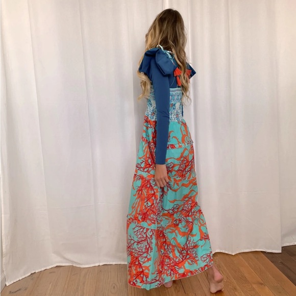 Modaposa smocked printed midi dress - Picture 3 of 6